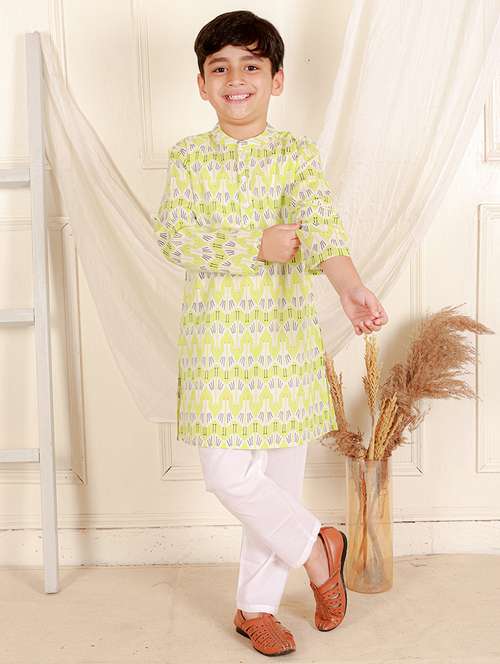 boys printed long sleeve kurta sets - 21562847 - Very Small Image - 1