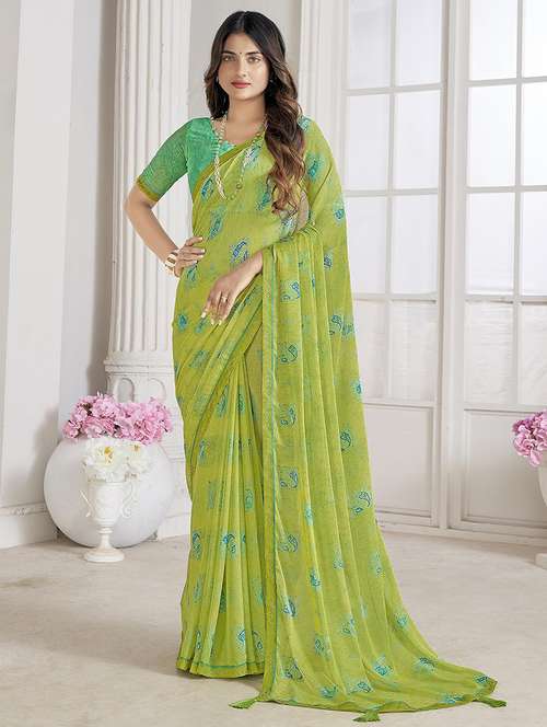 women printed embellished saree - 21567427 - Very Small Image - 1