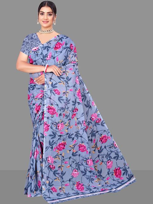 women floral printed saree - 21567540 - Very Small Image - 1