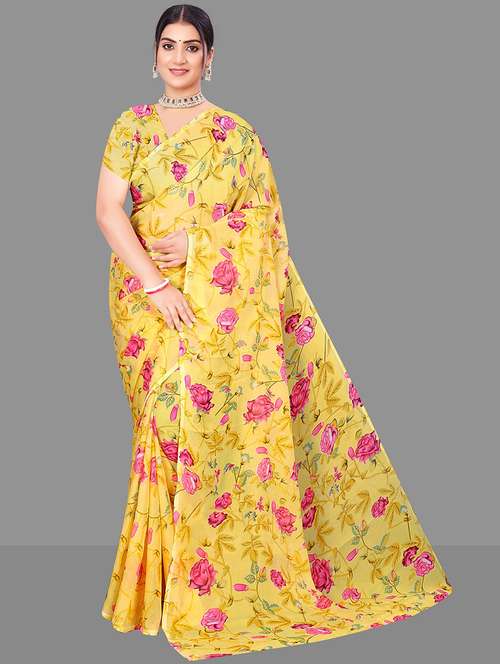 women floral printed saree - 21567563 - Very Small Image - 1
