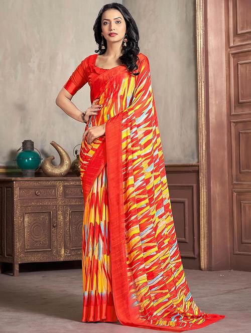 women red printed saree - 21567622 - Very Small Image - 1