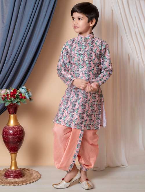 boys embroidered long sleeves dhoti kurta set - 21585505 - Very Small Image - 1