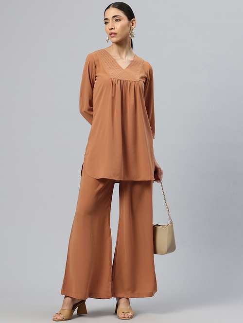 women solid ethnic co-ord set - 21586272 - Very Small Image - 1