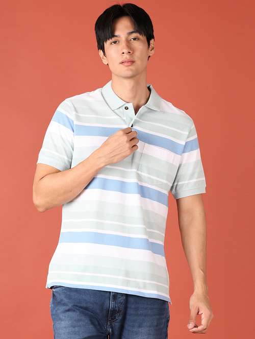 men striped short sleeve polo t-shirt - 21607707 - Very Small Image - 1