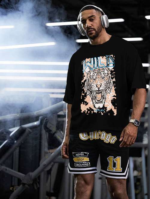 men round neck printed oversized t-shirt - 21621906 - Very Small Image - 1
