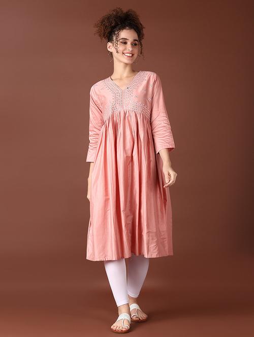 women three quarter sleeve flared kurta - 21624410 - Very Small Image - 1