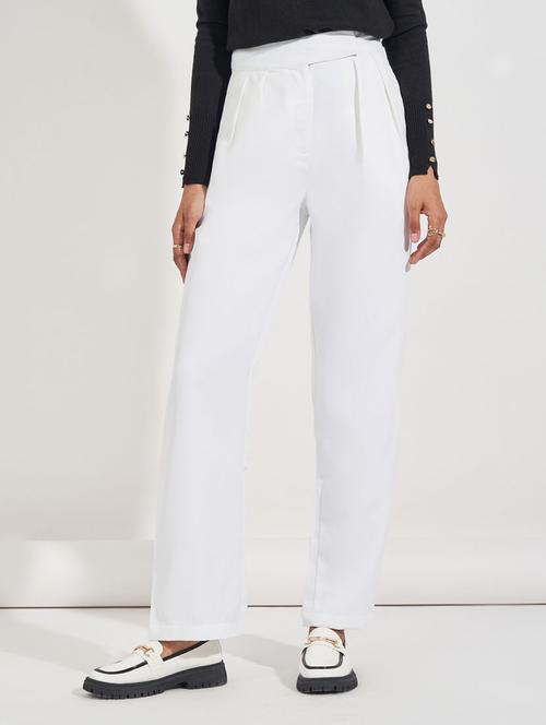 women solid ankle length wide leg trouser - 21632017 - Very Small Image - 1