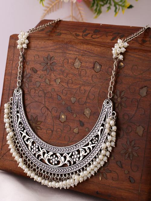 women oxidised elegant silver necklace - 21635045 - Very Small Image - 1