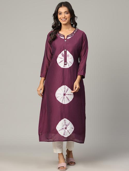 women tie & dye three quarter sleeve a-line kurta - 21636587 - Very Small Image - 1