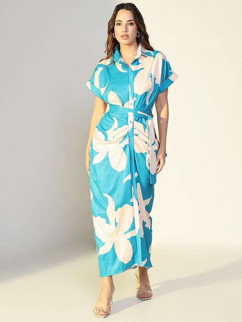 women floral printed collared shirt dress - 21643110 - Very Small Image - 1