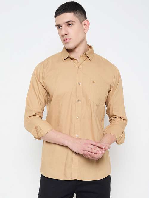 men slim fit solid long sleeve casual shirt - 21644308 - Very Small Image - 1