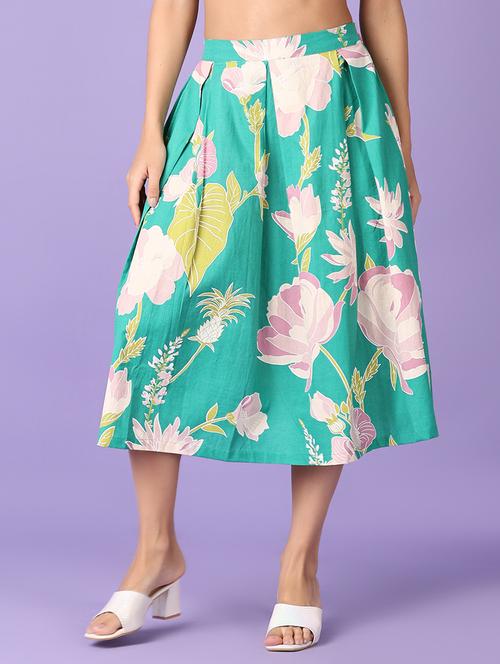 women mid rise printed pleated skirt - 21651527 - Very Small Image - 1