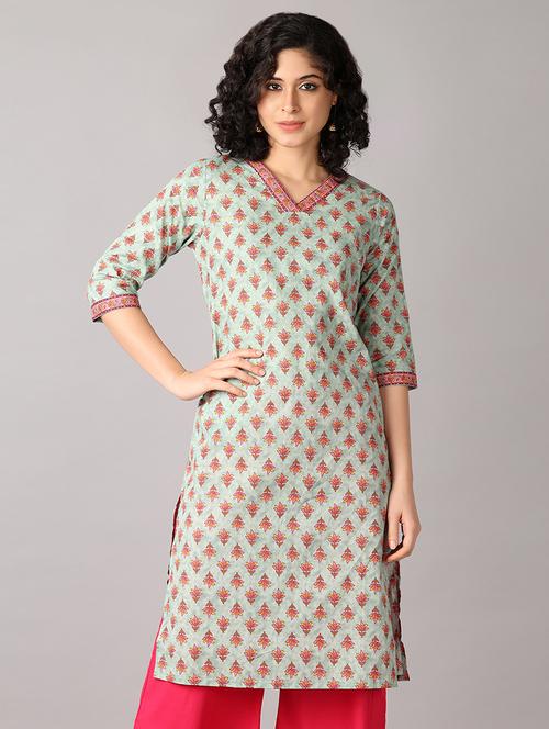 women three quarter sleeve straight kurta - 21651552 - Very Small Image - 1