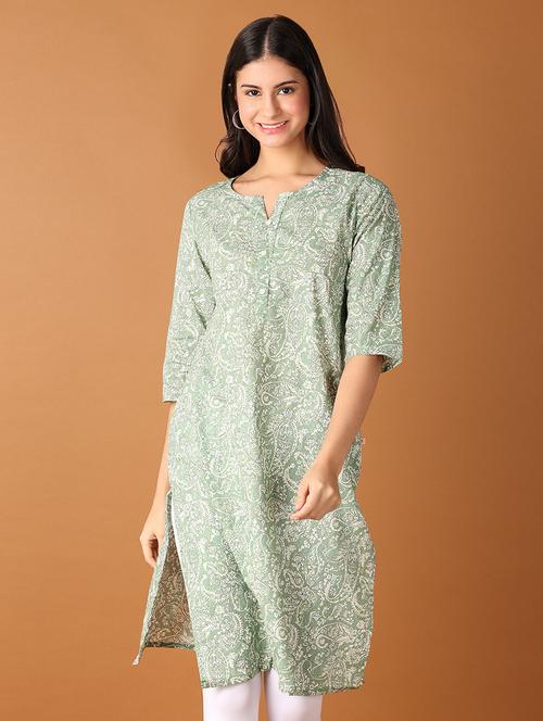 women three quarter sleeve straight kurta - 21651553 - Very Small Image - 1
