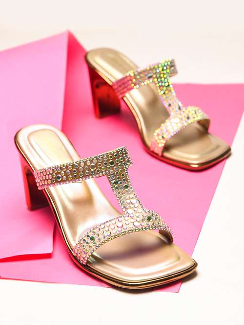 women gold block heel sandals - 21651883 - Very Small Image - 1