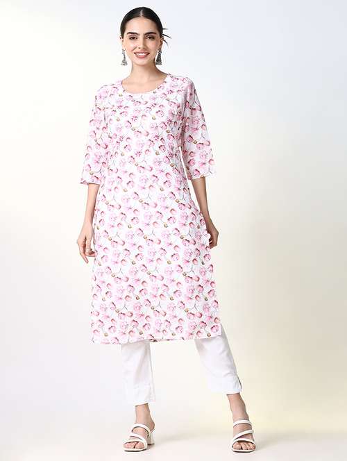 women printed round neck straight kurta - 21661556 - Very Small Image - 1