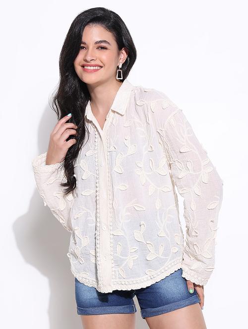 women embroidered collared long sleeves shirt - 21661716 - Very Small Image - 1