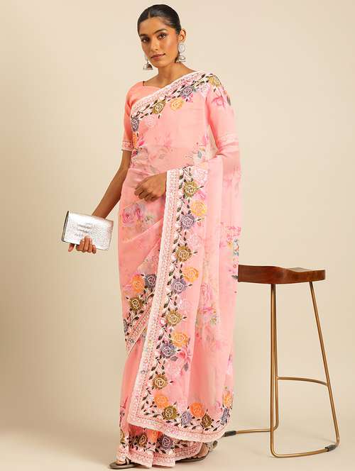 women floral printed saree with blouse - 21663936 - Very Small Image - 1