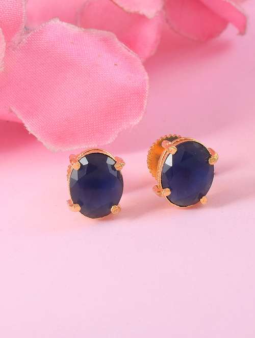 women blue crystal studs earrings - 21666148 - Very Small Image - 1