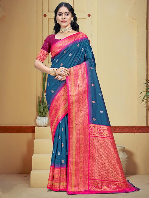 women self design bordered saree with blouse - 21671283 - Very Small Image - 1