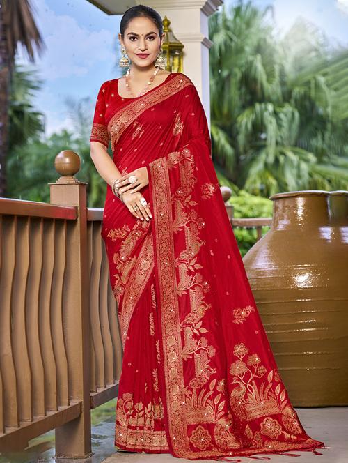 women self design banarasi saree with blouse - 21671340 - Very Small Image - 1