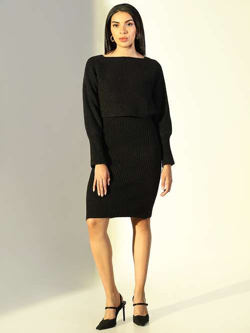 women solid winter wear bodycon dress with pullover - 21682072 - Very Small Image - 1