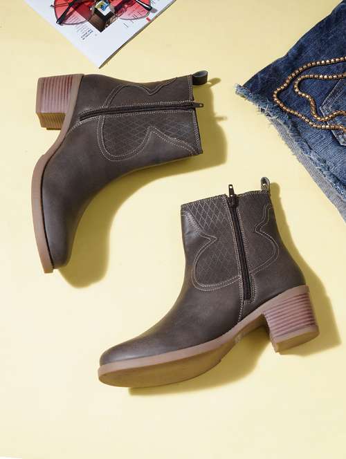 women brown ankle length boot - 21683589 - Very Small Image - 1