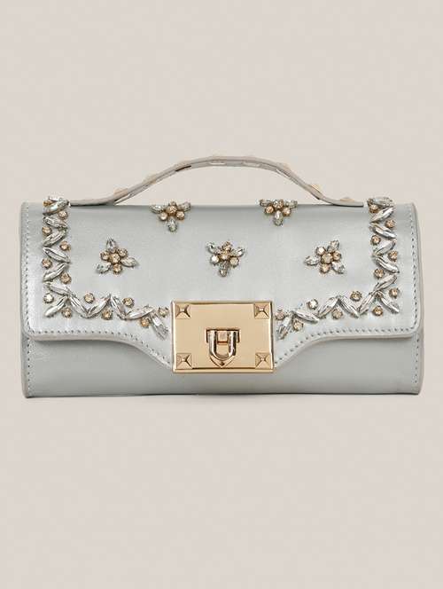women embellished clutch with sling chain - 21685472 - Very Small Image - 1