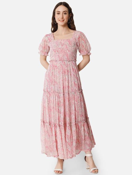 women printed puff sleeves tiered maxi dress - 21687015 - Very Small Image - 1