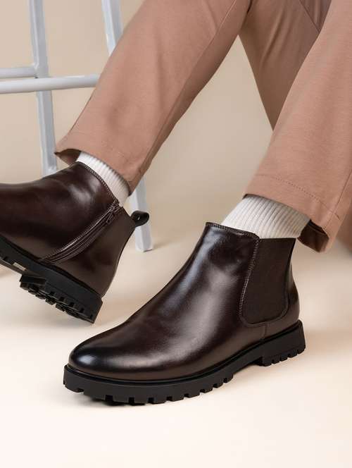 men brown slip on boots - 21693544 - Very Small Image - 1