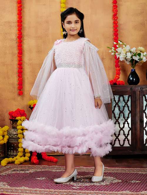 girls embellished round neck party wear gown - 21694858 - Very Small Image - 1