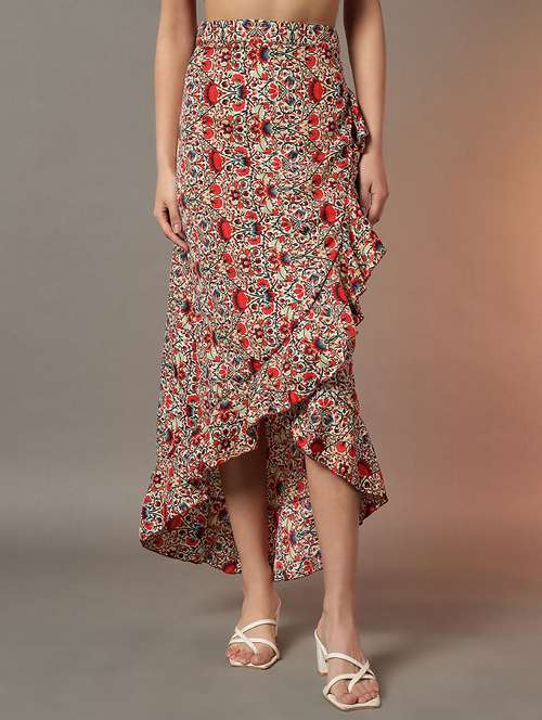women printed ruffled detailed wrap skirt - 21704423 - Very Small Image - 1