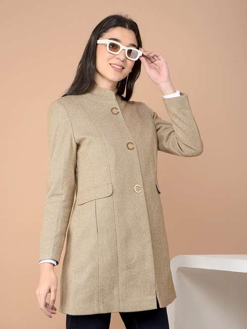 women solid long sleeve trench coat - 21713434 - Very Small Image - 1