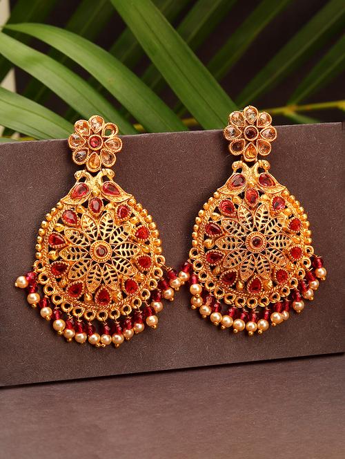 women gold plated drop earring - 21713727 - Very Small Image - 1