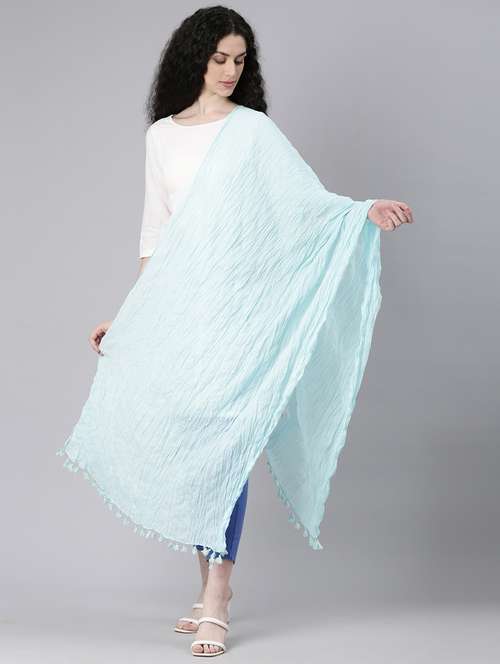 women light blue solid dupatta - 21728000 - Very Small Image - 1