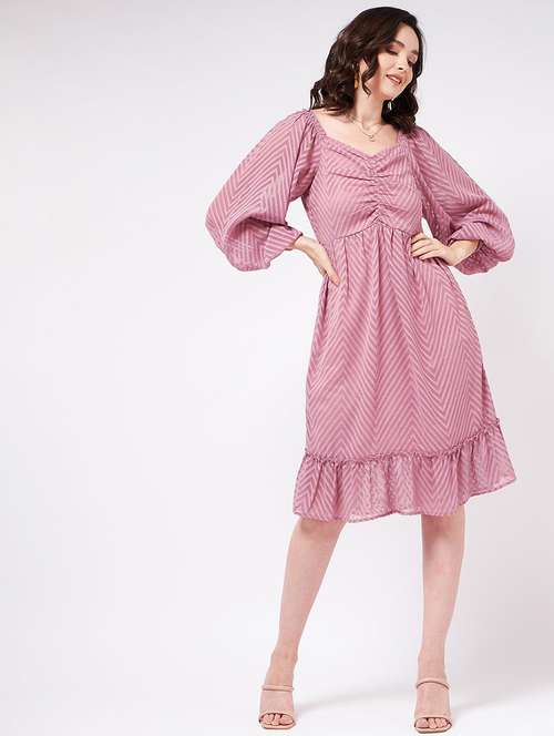women self design sweetheart neck fit & flare dress - 21740011 - Very Small Image - 1
