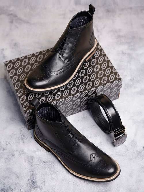 men solid lace up low ankle boots - 21748120 - Very Small Image - 1