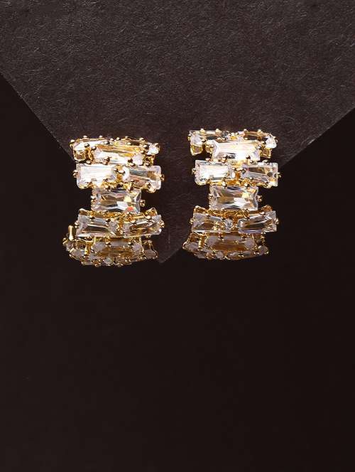 women stone studded hoop earrings - 21750837 - Very Small Image - 1