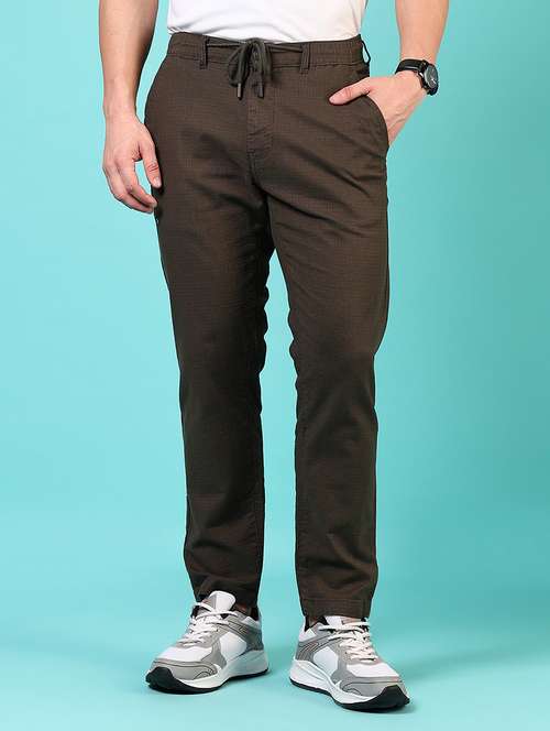 men mid rise solid flat front casual trouser - 21766268 - Very Small Image - 1
