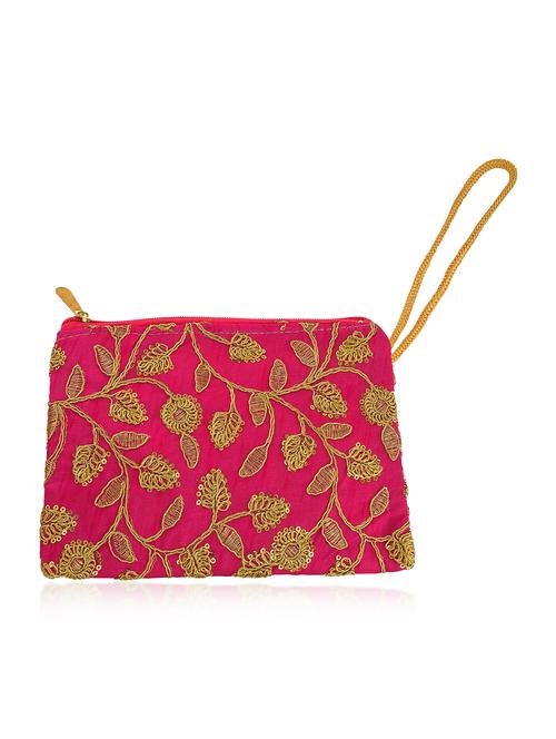 women pink embroidered clutch - 21788834 - Very Small Image - 1