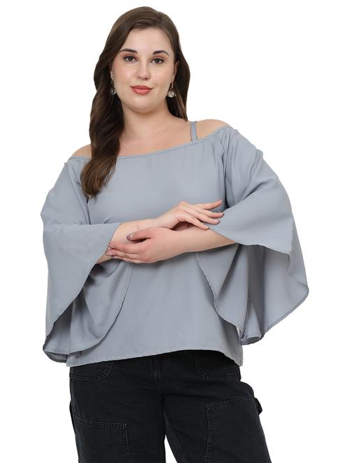 women plus size solid bell sleeves top - 21794589 - Very Small Image - 1