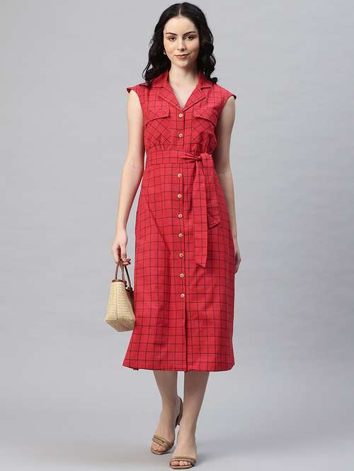 women checkered sleeveless shirt dress - 21796781 - Very Small Image - 1