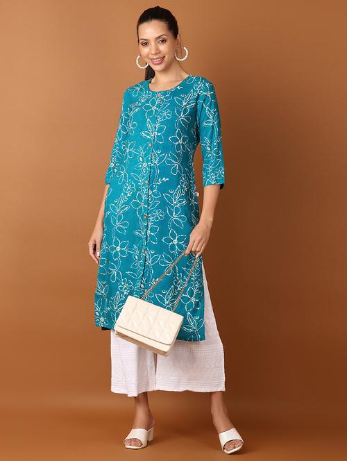 women printed round neck straight kurta - 21798711 - Very Small Image - 1