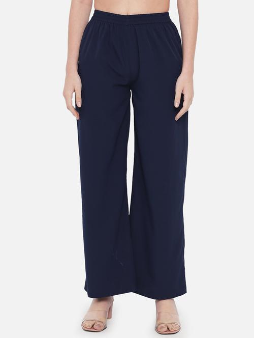 women solid high rise straight palazzo - 21840855 - Very Small Image - 1