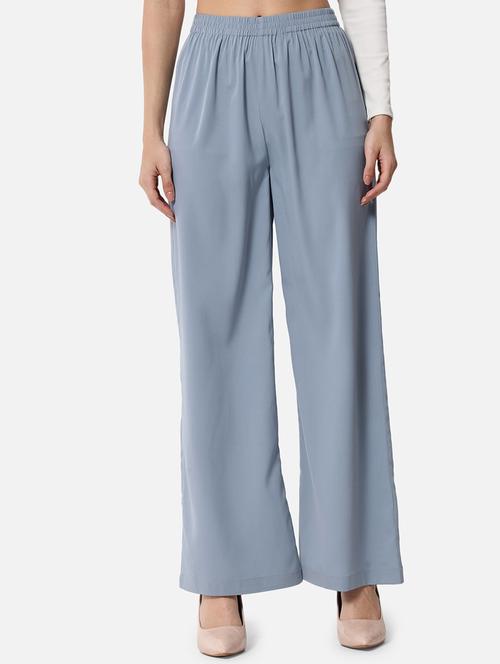 women solid high rise straight palazzo - 21840863 - Very Small Image - 1