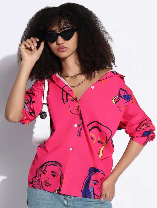 women printed collared oversized shirt - 21843466 - Very Small Image - 1