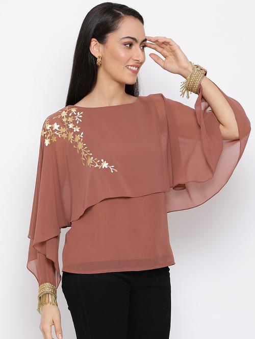 women embroidered cape sleeves regular top - 21863982 - Very Small Image - 1