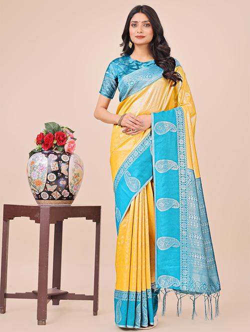 women solid with bordered saree with blouse - 21888327 - Very Small Image - 1