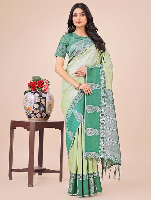 women solid with bordered saree with blouse - 21888331 - Very Small Image - 1