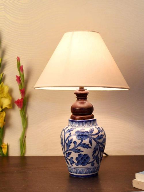 unravel india blue pottery mugal art ceramic matka lamp - 21899103 - Very Small Image - 1